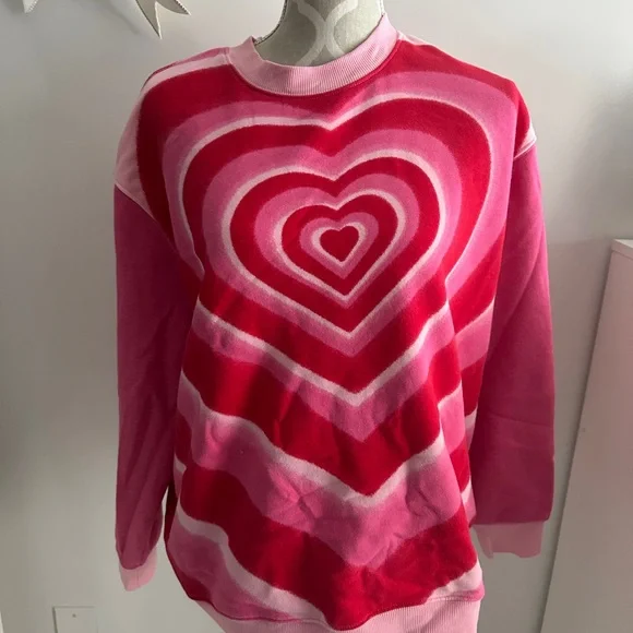 Pink and Red Heart Pattern Sweater - Picture 2 of 5